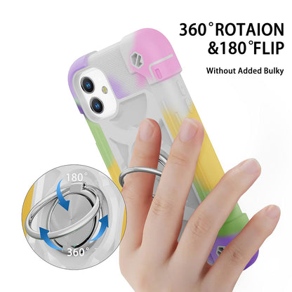 MARKILL Funda Compatible con iPhone 11 de 6.1 Pulgadas con Soporte de Anillo Giratorio de 360°, protección contra caídas de Grado Militar, Funda Protectora 3 en 1 (Blanco arcoíris) (116.1-1)