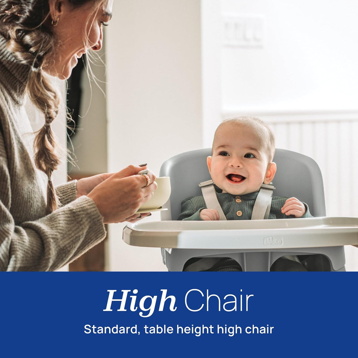 Chicco Zest™ - Silla alta plegable 4 en 1, silla de alimentación, silla para niños pequeños y taburete juvenil, multiusos, fácil de limpiar, color gris