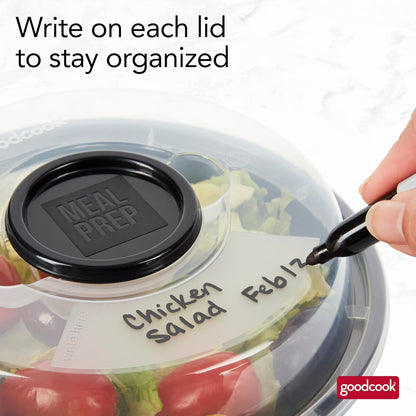GoodCook - Recipiente para preparar comidas sin BPA con tocadores, juego de 10 organizadores de alimentos aptos para microondas y lavaplatos, juego de almacenamiento de alimentos con tapas a presión,