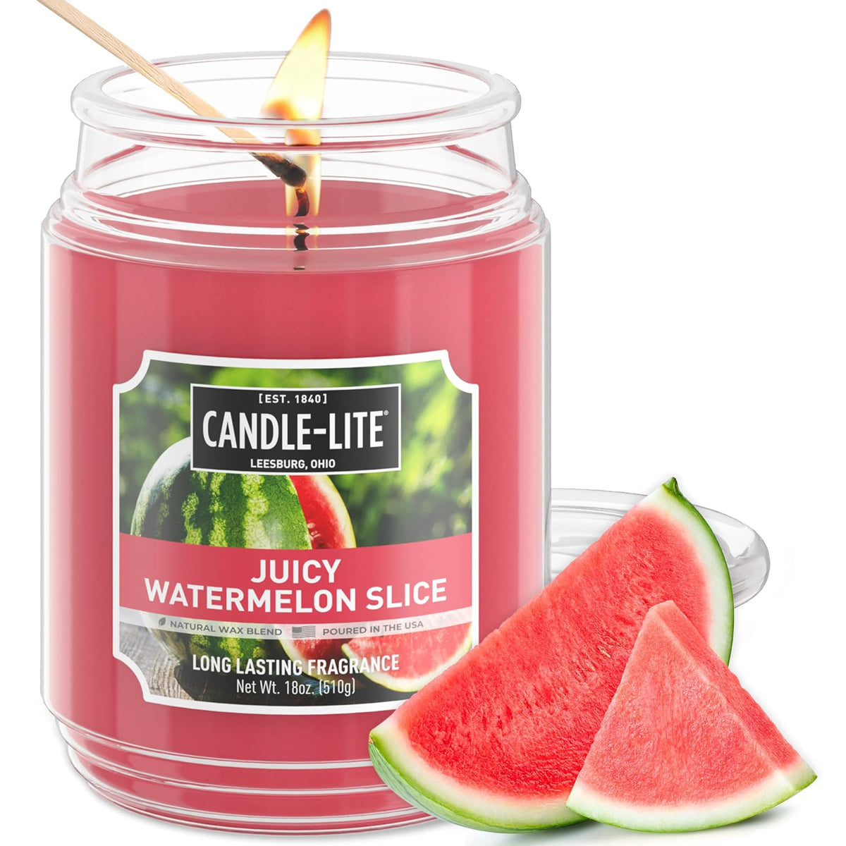Candle-Lite Vela Perfumada en Tarro, 18 oz - Rebanada de sandía jugosa (NUEVO) - 18 oz