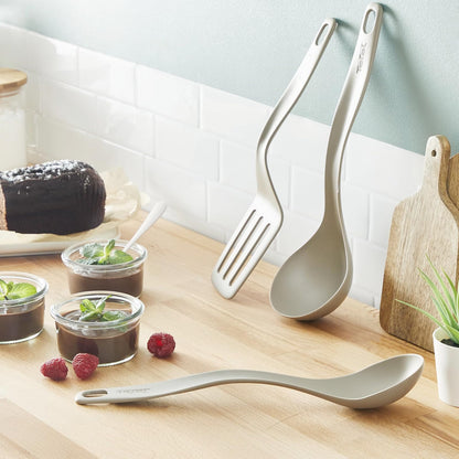 T-fal Juego de 4 utensilios cuchara, cucharón, espátula corta y espátula larga Resource, Hechos con 90% de materiales reciclados, K210S414