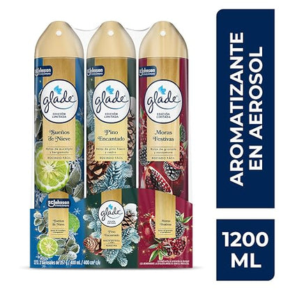 Glade Aromatizante para Hogar Aerosol Aromas Festivos, 3 Unidades 400 ml