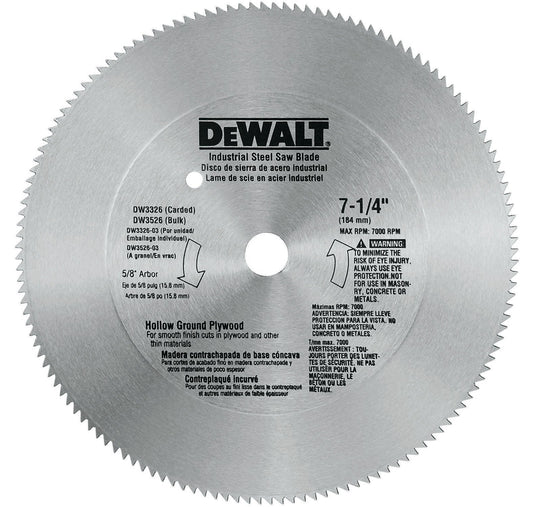 DEWALT Disco de corte para sierra circular de 7-1/4" arbor de 5/8" y 140 dientes (DW3326)