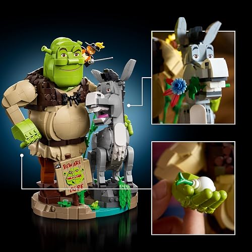 LEGO Shrek: Shrek, Burro y Gato con Botas – Kit de Construcción – Recuerdo de la Película con 3 Figuras – Set Nostálgico – Idea de Regalo para Mayores de 18 Años – 72423