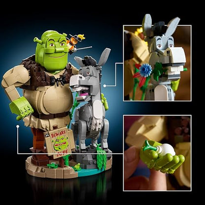 LEGO Shrek: Shrek, Burro y Gato con Botas – Kit de Construcción – Recuerdo de la Película con 3 Figuras – Set Nostálgico – Idea de Regalo para Mayores de 18 Años – 72423