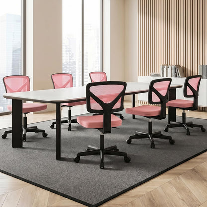 Sweetcrispy - Silla de computadora de Oficina, ergonómica, con Respaldo bajo, con Ruedas, Asiento cómodo sin Brazos, Soporte Lumbar para el hogar, recámara, Estudio, Estudiante, Adultos, Color Rosa