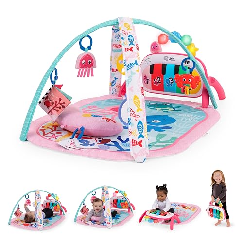 Baby Einstein Kickin’ Tunes - Gimnasio de Actividades 4 en 1 para bebé, con música y Luces, Dos Barras de Juguetes, Piano de Juguete para Aprender español, inglés, francés y alemán (Rosa)