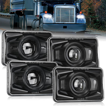 Nilight Faros LED 4x6 Pulgadas 60 W Hi/Lo DOT, Plata, 4 Piezas - 4pcs 4x6 w - proyector negro