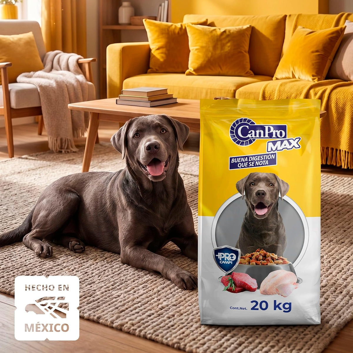 CAMPI, Croquetas para Perro Adulto CanPro MAX, 15% de Proteína, Sabor a Res y Pollo, Alimento con Vitaminas y Minerales, Costal de 20 kg
