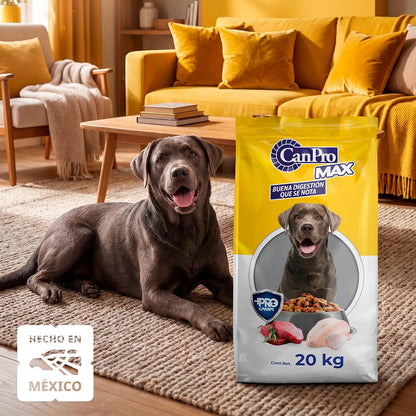 CAMPI, Croquetas para Perro Adulto CanPro MAX, 15% de Proteína, Sabor a Res y Pollo, Alimento con Vitaminas y Minerales, Costal de 20 kg