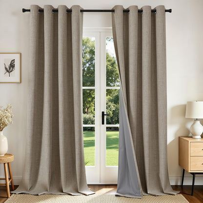 Joydeco Cortinas Opacas de Lino Sintético, 2 Paneles - lino - 132.1An x 243.8Al cm (1 Paneles)