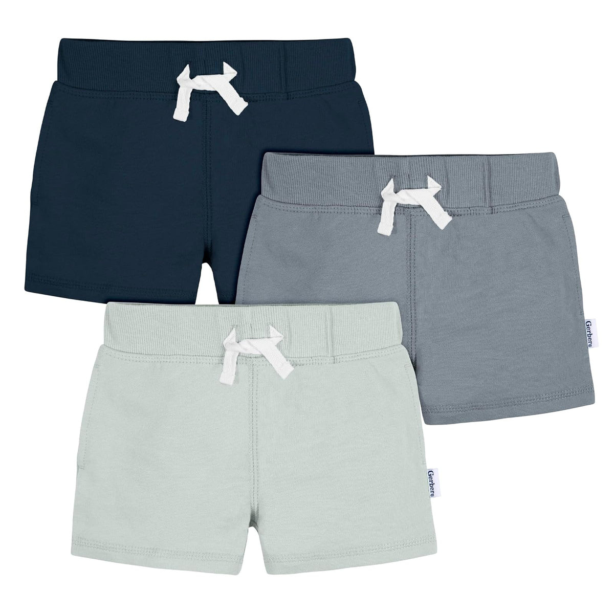 Gerber Paquete de 3 Pantalones Cortos de Punto sin Cierre Pantalones Cortos Informales para Bebé-Niños