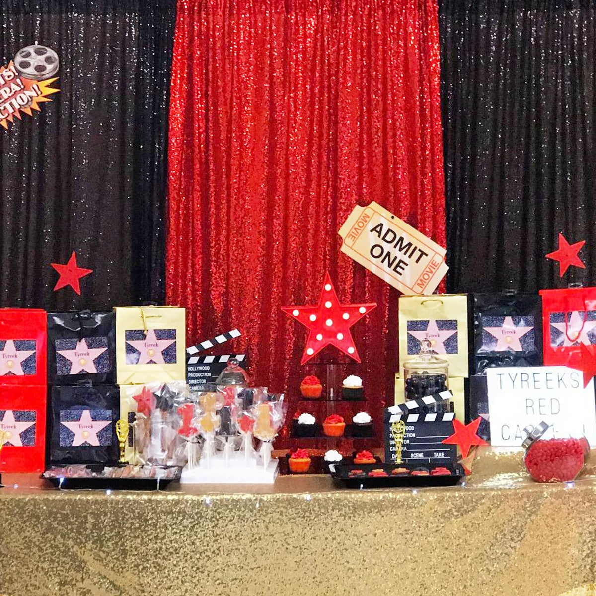 QueenDream Cortinas Rojas de Fondo de Lentejuelas de cumpleaños, Paquete de 3 Cortinas de 2 pies x 8 pies, Cortinas de Fondo para fotografía de Fiesta, Decoraciones de Navidad