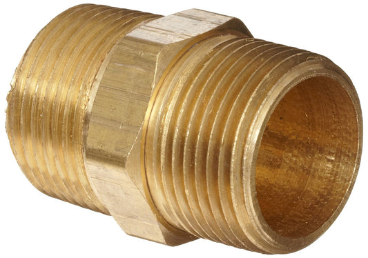 Anderson Metals Montaje de tubería de latón, boquilla hexagonal, tubo macho de 1 pulgada x 1 pulgada, 06122-16