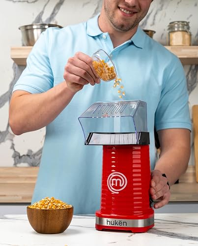 Hukën x MasterChef | Maquina de Palomitas | Palomera de Aire | Capacidad de 80g | Tecnología de Circulación de Aire Caliente y Rápida | Protección contra Sobrecalentamiento