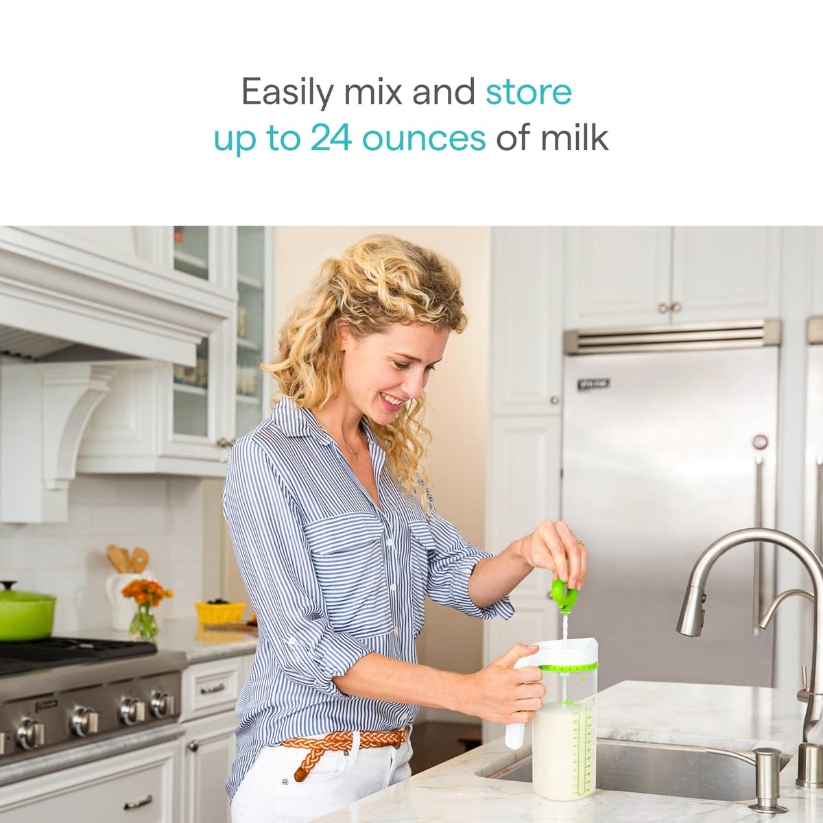 Munchkin Smart Blend - Jarra de mezcla de fórmula y almacenamiento de leche materna, 24 onzas, verde