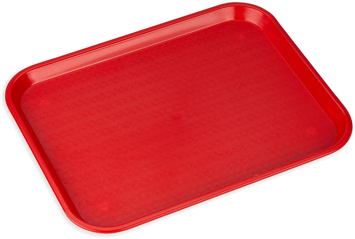 Carlisle Bandeja de Plástico para Cafetería, Antideslizante - Rojo - - 14" x 18" - Cafe® (paquete de 12)