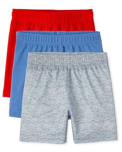 The Children's Place Pantalón Corto Deportivo para Niño, Paquete de 3 - 3 Años - Cupidos Flecha - Cielo - Cola de milano