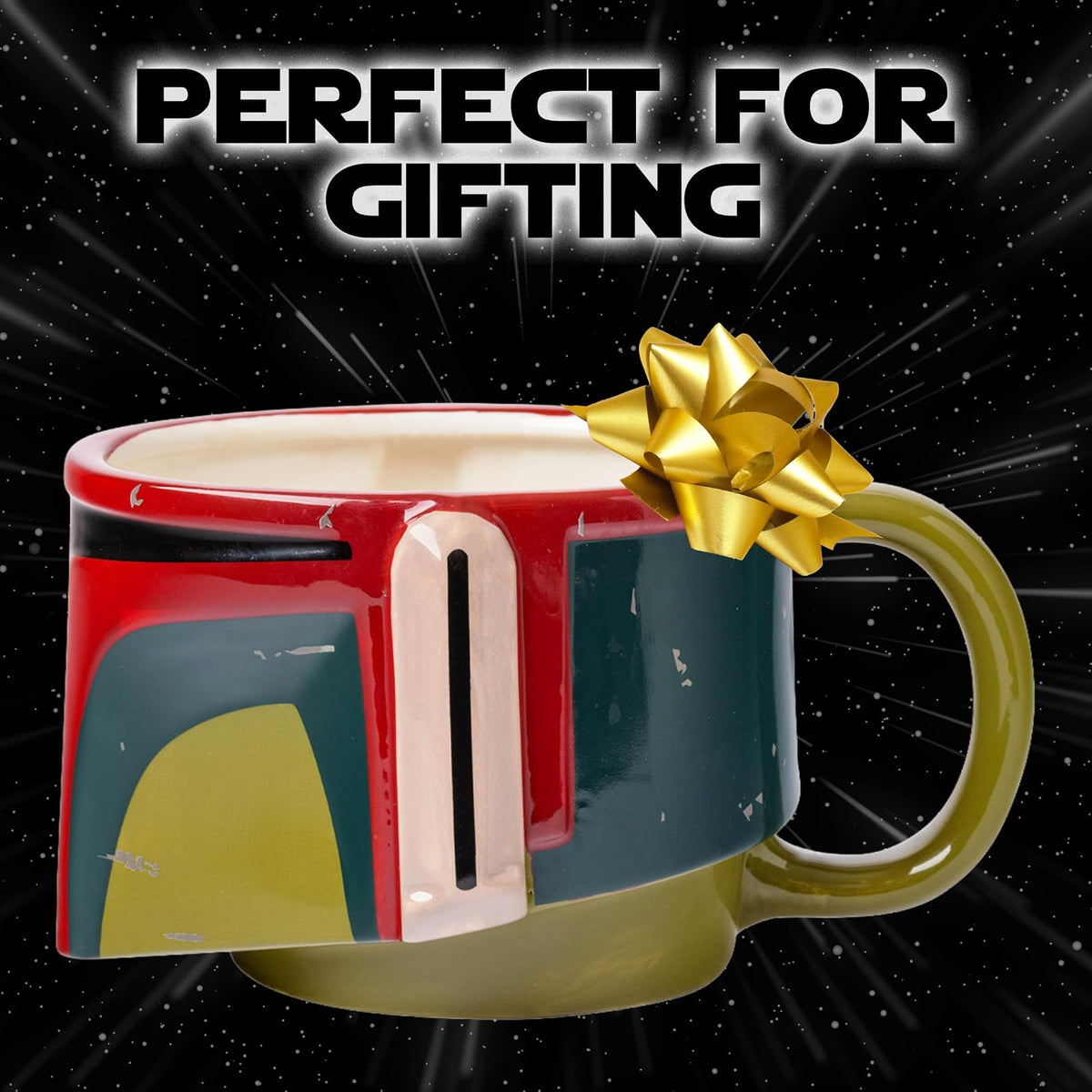Silver Buffalo Star Wars Boba Fett's - Casco con cicatrices de batalla de cerámica 3D esculpida taza, 20 onzas