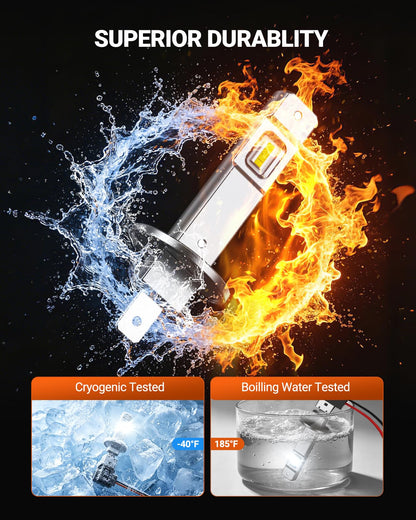 SEALIGHT Bombillas LED H1 para Luz Antiniebla, 30000 lm, 6500 K, Blanco, con Ventilador, Paquete de 2