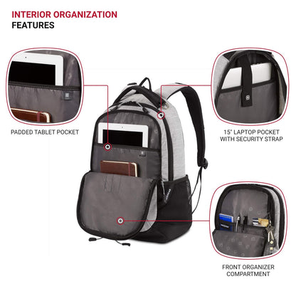 SwissGear Cecil Mochila, Computadora portÃƒ¡til, Heather Gray, Backpack Only