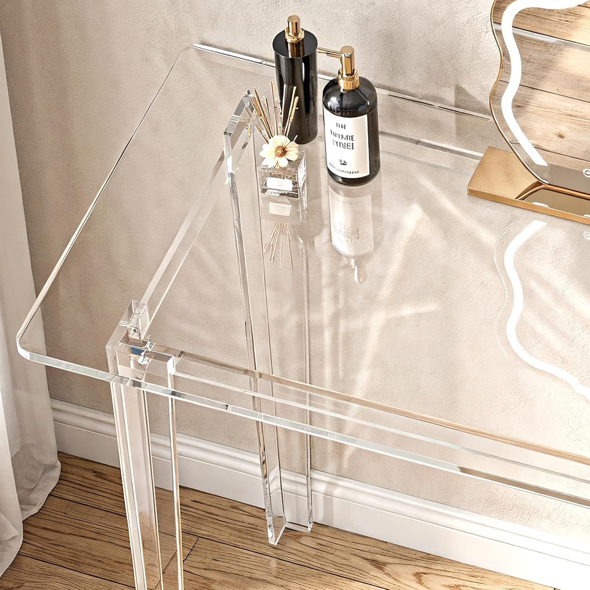 computadora acrílico, Mesa de acrílico Transparente, Mesa de Estudio Moderna para Oficina en casa, Consola Multiusos de Superficie extendida, estación de Trabajo Ligera y Resistente para Espacios