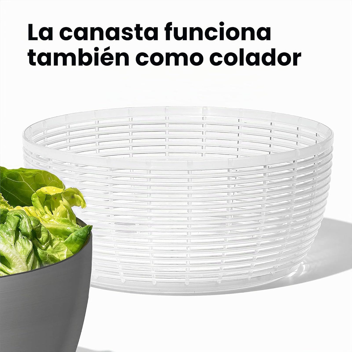 OXO 1071497 Centrifugador Ensalada Acero, 26.6 cm