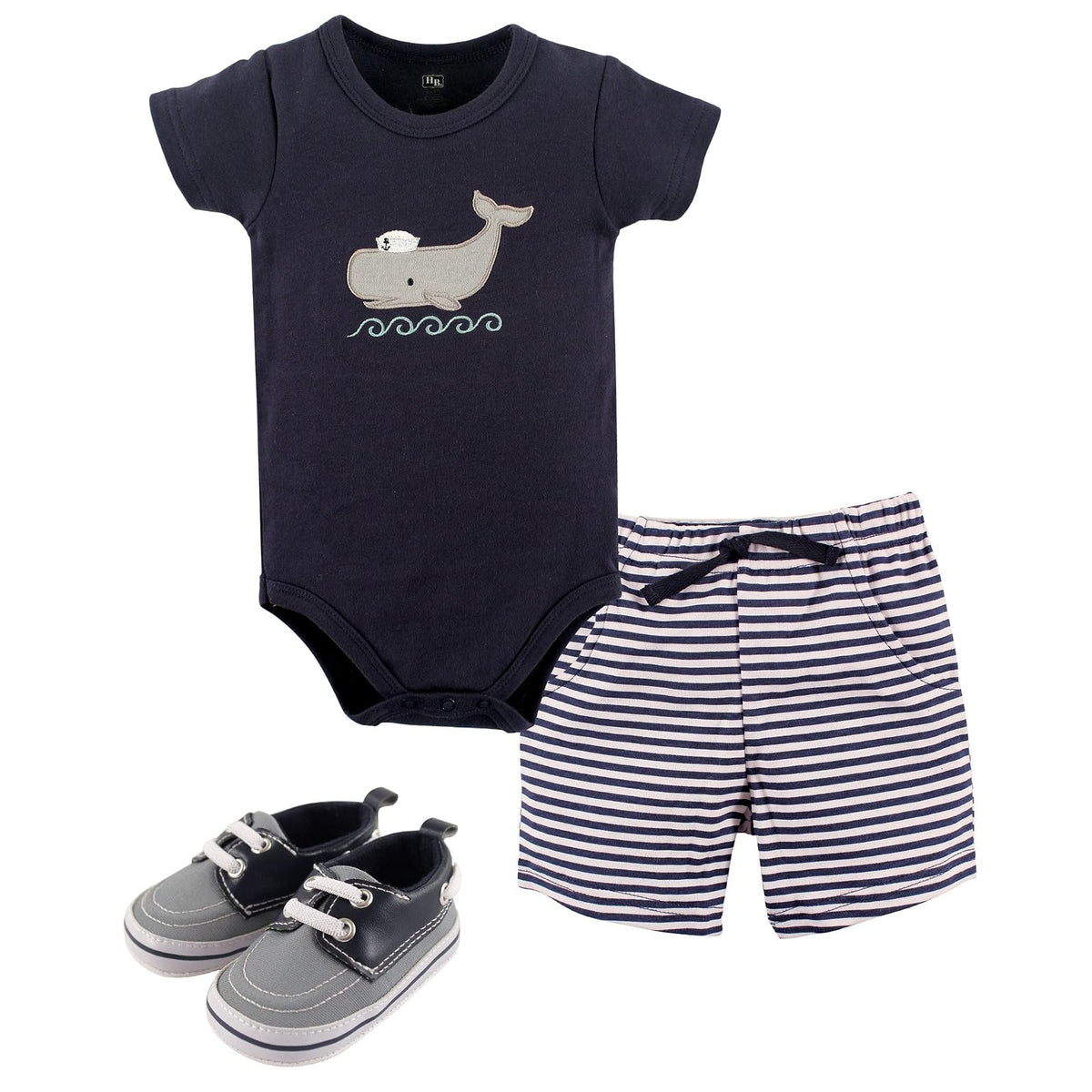 Hudson Baby Conjunto de Body de algodón, Pantalones y Zapatos, 9-12 Meses