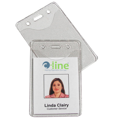 C-Line 88617 - Soportes para insignias de vinilo resistentes, verticales, 6,38 x 9,38 cm, 100 por paquete, transparente