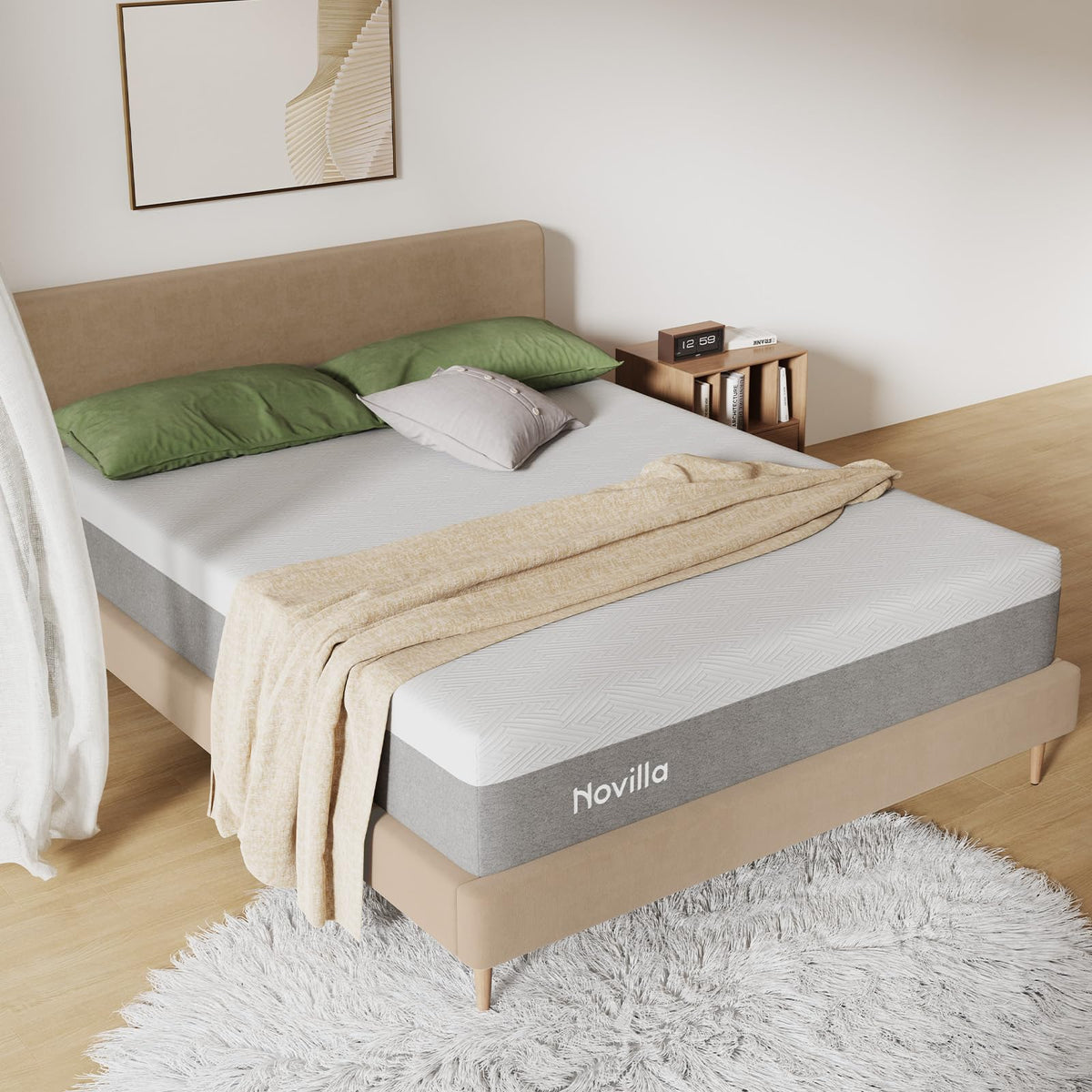 Novilla Colchón Individual XL, colchón de Espuma viscoelástica de Gel de 6 Pulgadas para un sueño Fresco y Alivio de la presión, tamaño Individual XL en una Caja, Bliss