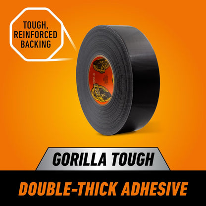 Gorilla - Cinta adhesiva negra, 1.9 pulgadas x 50 yardas (paquete de 1) - Resistente y resistente a la intemperie para interiores o exteriores
