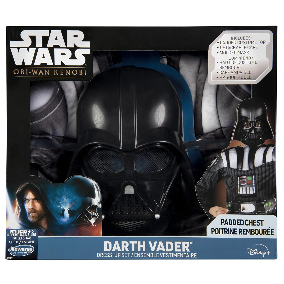 Star Wars Darth Vader - Juego de Caja de Pecho Muscular para jóvenes, Parte Superior Acolchada y Capa con máscara de plástico, Talla S (4-7) Multicolor