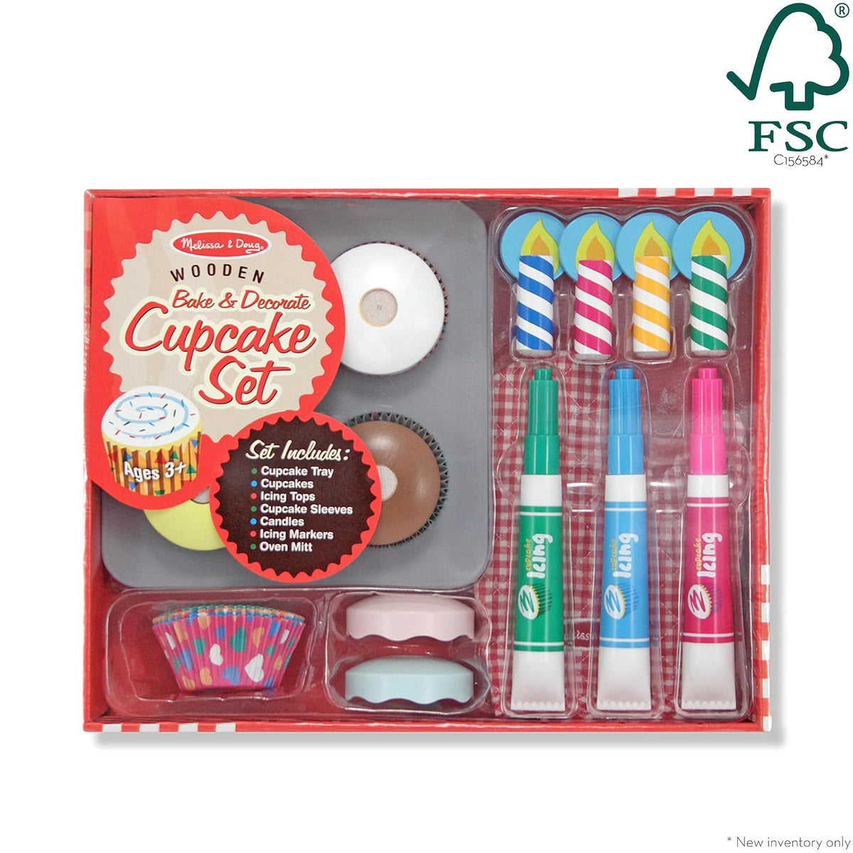 Melissa & Doug Juego De Pastelitos De Madera para Hornear Y Decorar