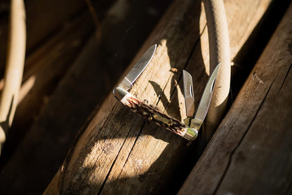 Uncle Henry Next Gen 897UH - Cuchillo de bolsillo plegable de 6.2 pulgadas con punta de clip de acero inoxidable, pie de oveja, cuchillas de punta rápida y mango de Staglon para caza, campamento y EDC