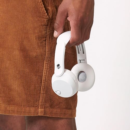 Skullcandy Icon 180 Wireless On-Ear Bluetooth Headphones - Bone | 50 Hours Battery, Lightweight and Travel Ready, Secure Fit, Sweat and Water Resistant, Microphone iPhone Android, Foldable