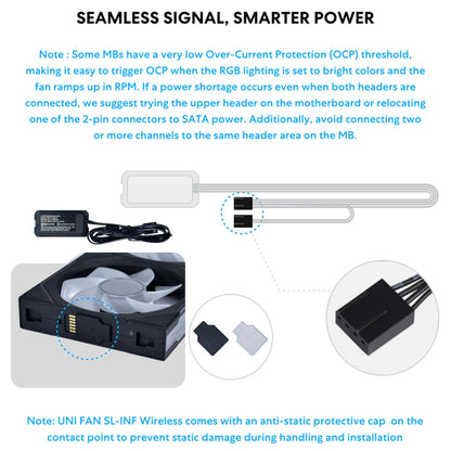 Lian Li UNI Fan SL-Infinity Wireless 120 - Paquete triple, señal inalámbrica ARGB de 2,4 GHz, diseño de espejo infinito doble, bajo ruido, driver incluido, negro (12SLIN1W3B)