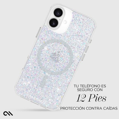 Case-Mate Funda magnética Brillante para iPhone 16 Plus Compatible con MagSafe, protección contra caídas de 12 pies - Twinkle Disco
