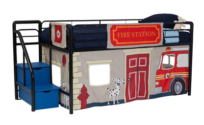 DHP - Juego de Cortinas de diseño del Departamento de Bomberos para Cama Junior Loft, Muebles para niños, Color Azul