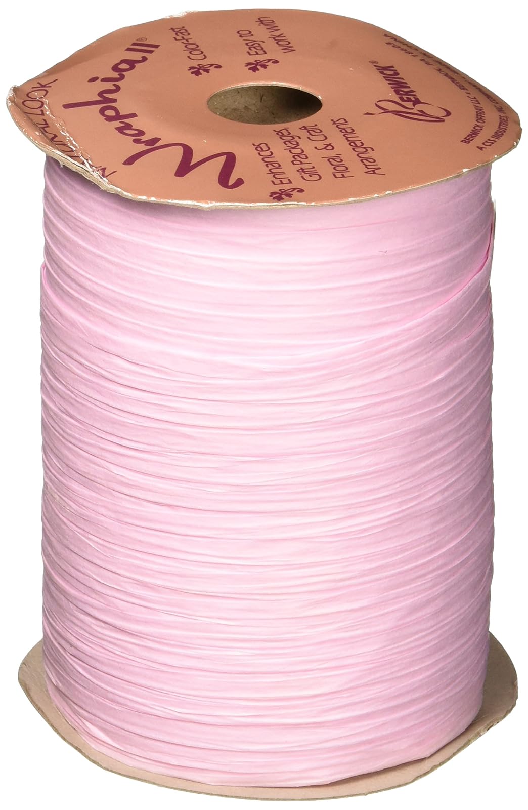 Berwick Offray Cinta de Rafia Rosa Mate, 1/4 Pulgadas de Ancho, 100 Yardas, 7 mm - [Rosa]