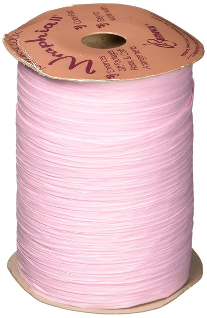 Berwick Offray Cinta de Rafia Rosa Mate, 1/4 Pulgadas de Ancho, 100 Yardas, 7 mm - [Rosa]