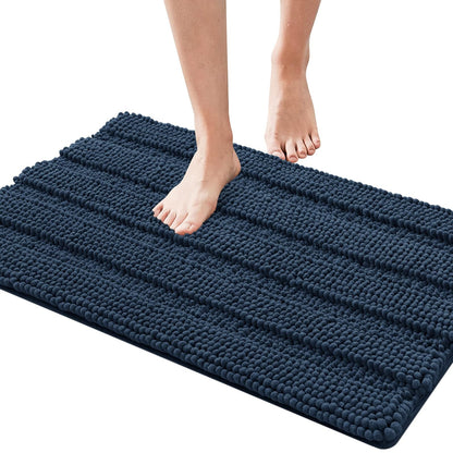 subrtex Alfombra de Baño Suave y Absorbente Alfombra de Ducha Microfibra Lavable Tapete (Azul Oscuro, 40×60cm+50×80cm)