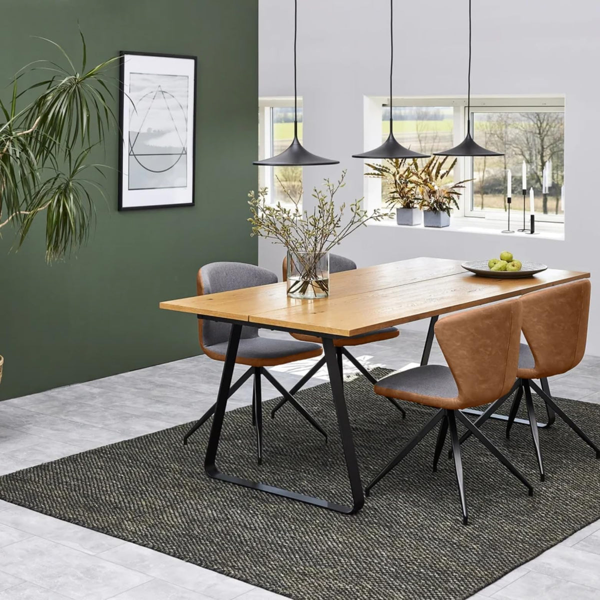Sochic Silla Grecia Tapizada en Tela Gris con Asiento Acolchado de Hule Espuma y Patas de Metal Negras