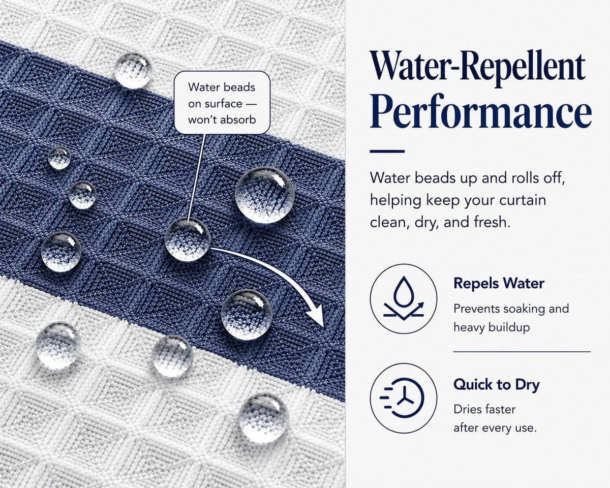 Dainty Home OMBRE WAFFLE SHOWER CURTAIN 70x72 Navy