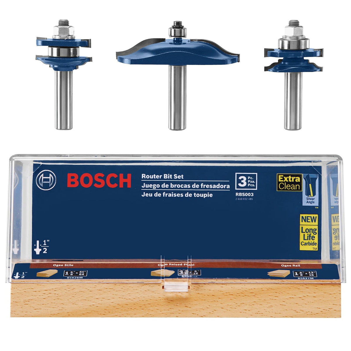 BOSCH RBS003 Juego de 3 piezas Ogee Puerta/Armarios de 1/2 pulgadas