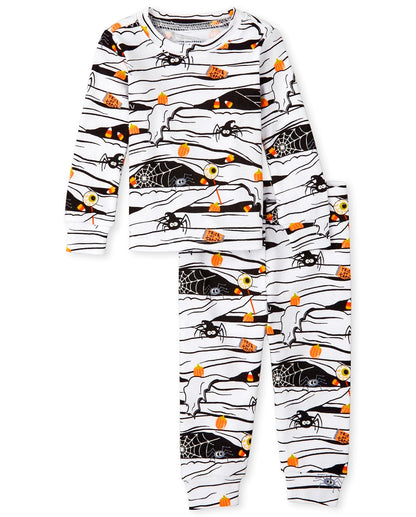 The Children's Place Pijama de algodón con diseño de murciélagos para niños pequeños Juego de Pijama para bebés Unisex - mummy resplandor - 3-6 Meses