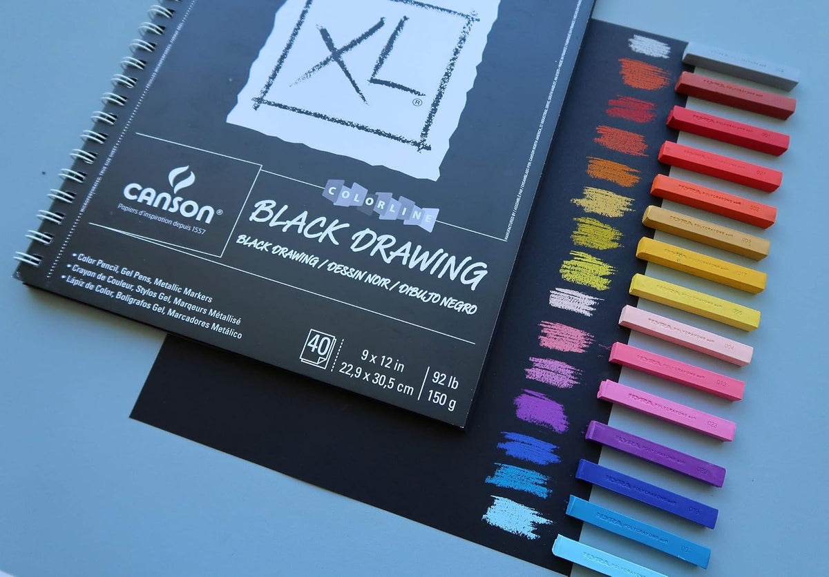 CANSON XL Series - Dibujo Negro, Negro, 22.86 x 30.48 cm, 1 | Negro, 1 almohadilla, papel de 150 g, 40 hojas