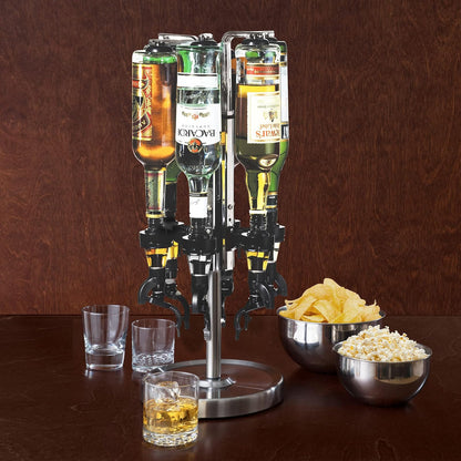 OGGI - Dispensador de licor giratorio profesional de 6 botellas, acero inoxidable