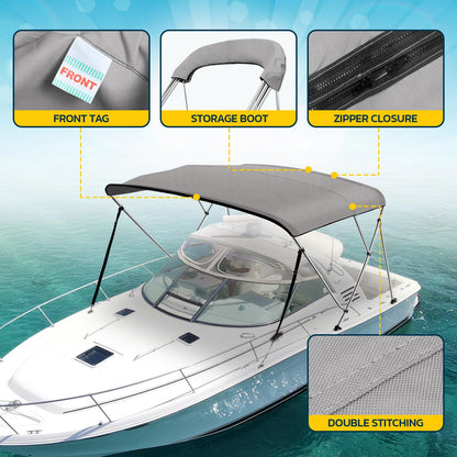 Seal Skin Covers Cubierta de Repuesto para toldo Bimini de 3 Arcos, Lona Impermeable de Grado Marino, sin Marco, 183 cm de Largo x 137 cm-152 cm de Ancho, Color Gris