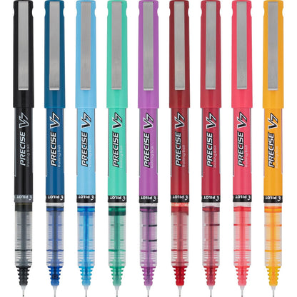 Pilot Precise V7 - Bolígrafos de tinta líquida con tapa, bolígrafos de tinta de punta fina de 0,7 mm, bolígrafos de colores, edición limitada, colores surtidos, paquete de 9, ideales para la escuela