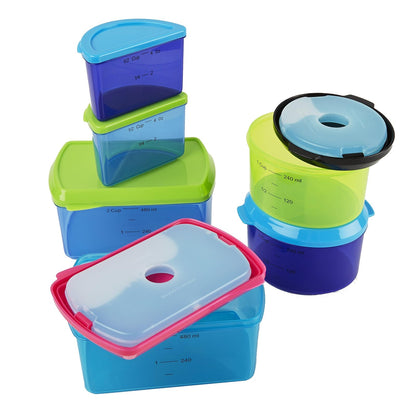 Fit & Fresh Kids' Reusable Lunch Container Kit with Ice Packs, 14-Piece Set, BPA-Free